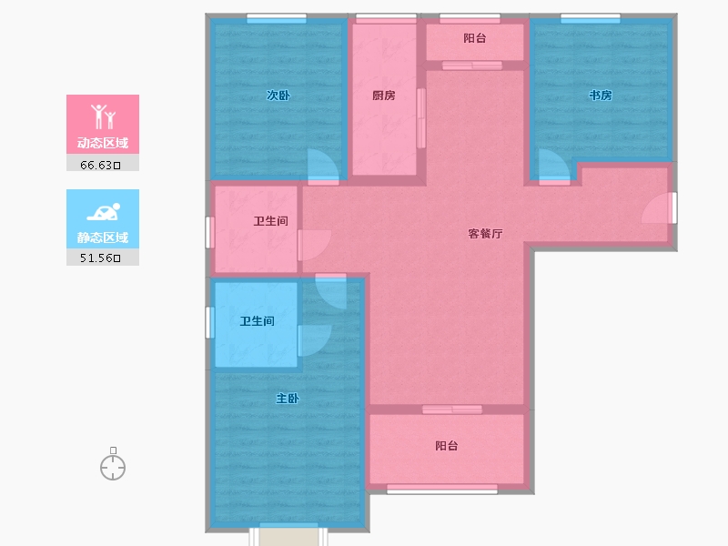 陕西省-宝鸡市-天玺东郡城市展厅-105.00-户型库-动静分区