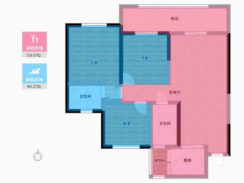 新疆维吾尔自治区-阿克苏地区-蓝城绿洲-78.00-户型库-动静分区