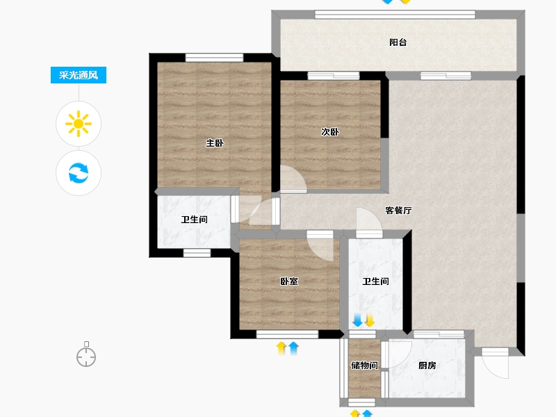 新疆维吾尔自治区-阿克苏地区-蓝城绿洲-78.00-户型库-采光通风