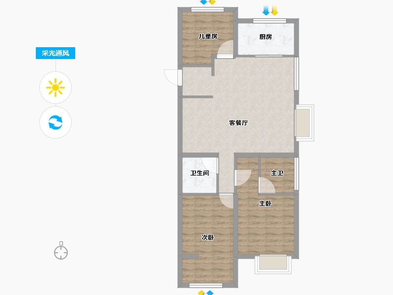 山西省-太原市-保利和悦华锦-77.81-户型库-采光通风