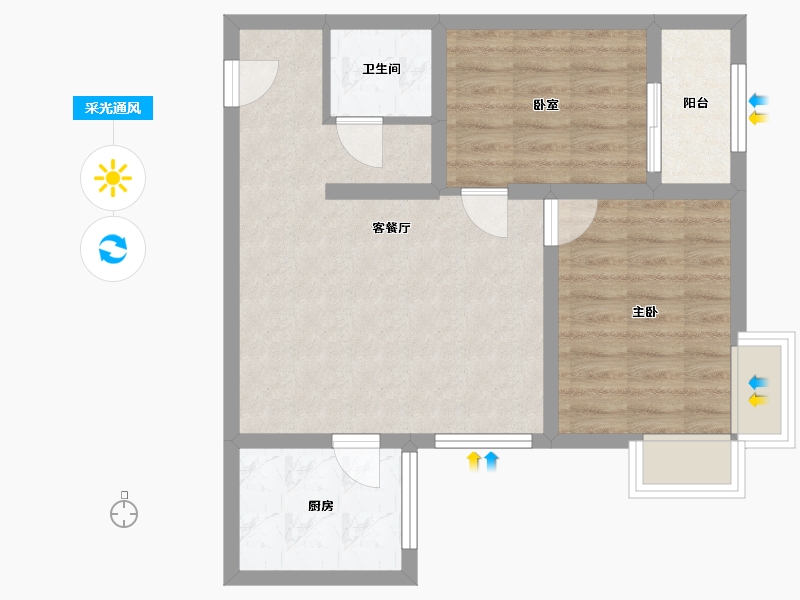 河北省-石家庄市-夏殿蓉府-60.00-户型库-采光通风