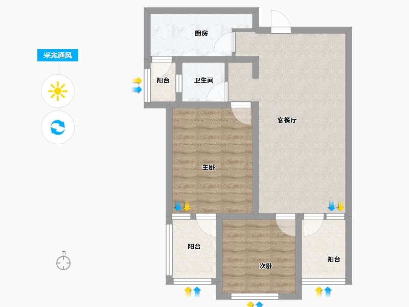 河南省-郑州市-华润置地润园-67.34-户型库-采光通风