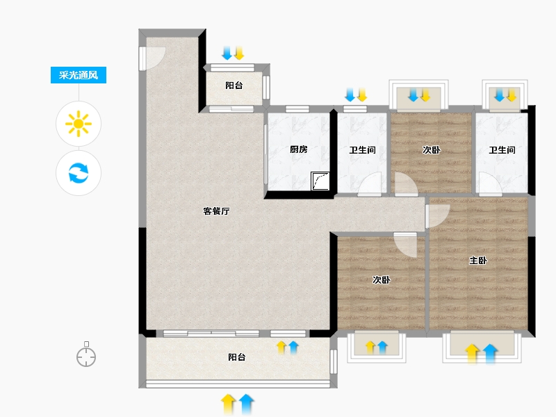 湖北省-武汉市-东投汉阳城-104.00-户型库-采光通风