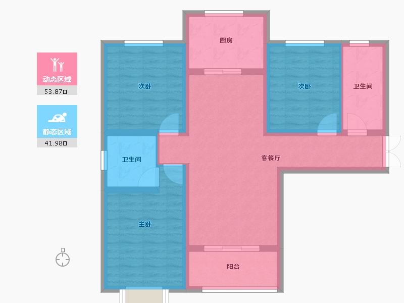 陕西省-西安市-九璟台-84.91-户型库-动静分区