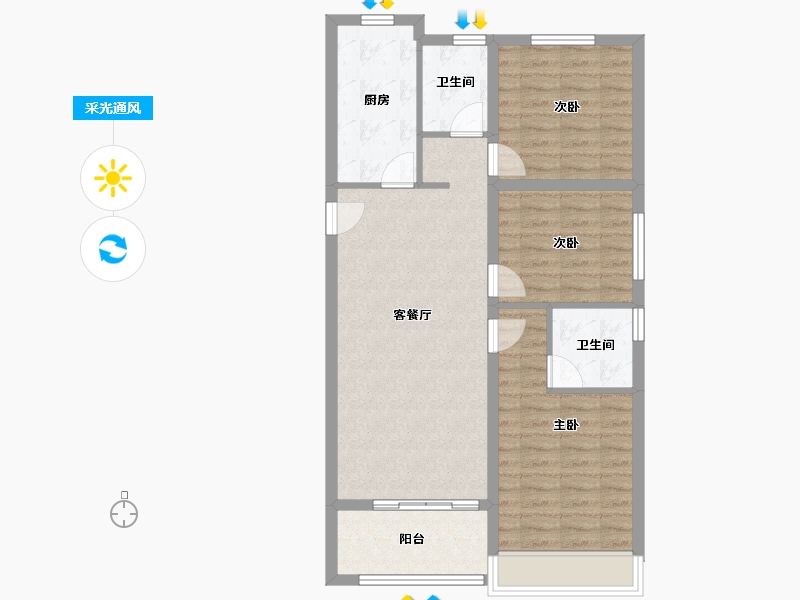 陕西省-西安市-鸿锦城天逸-84.01-户型库-采光通风