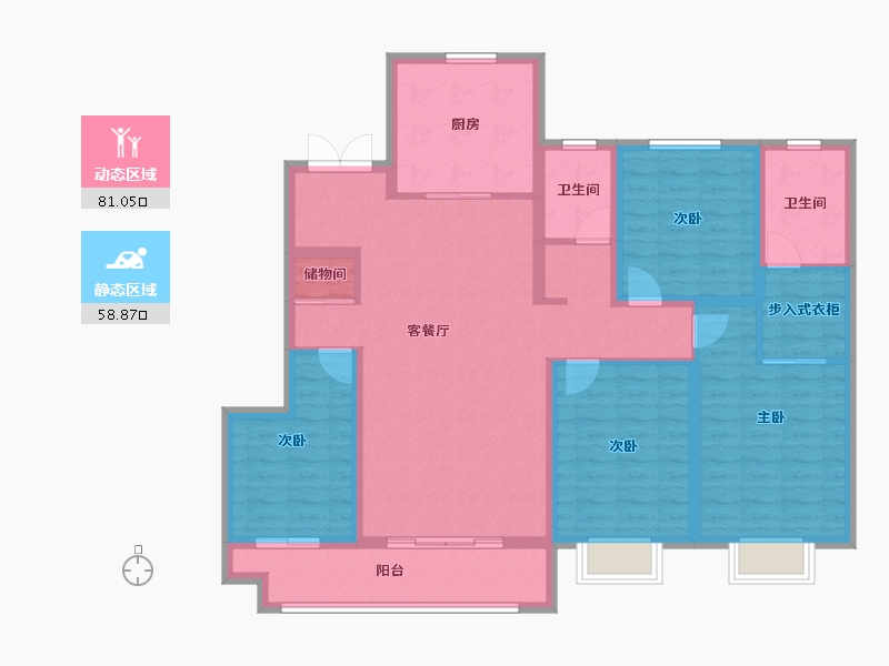 陕西省-西安市-九璟台-125.23-户型库-动静分区