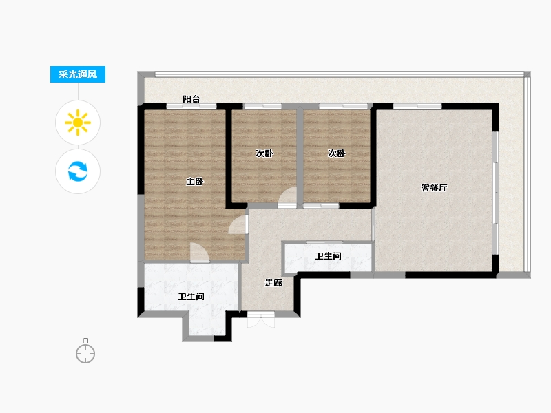 陕西省-西安市-水半湾空中花园-128.34-户型库-采光通风