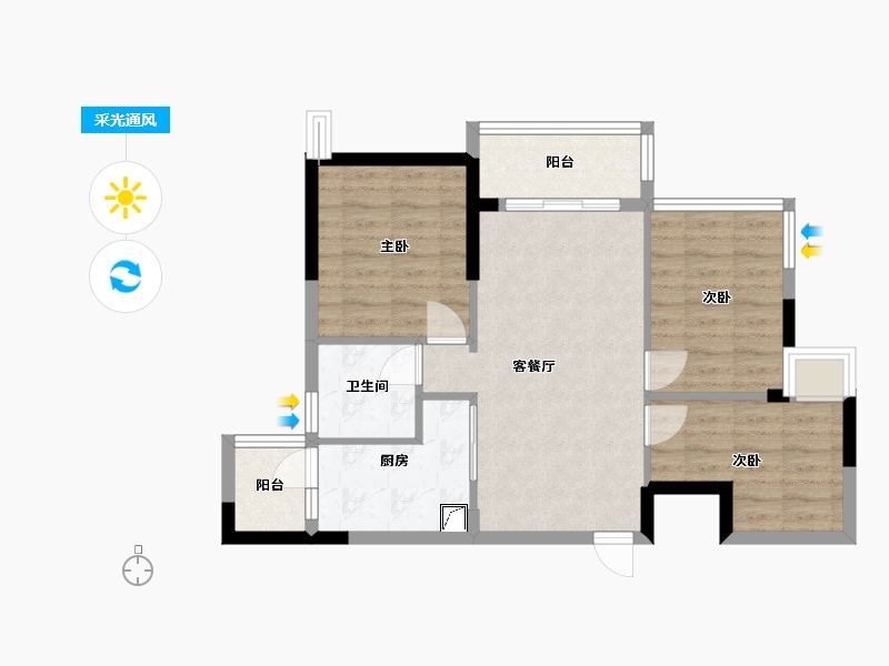 广东省-清远市-恒福水岸-67.31-户型库-采光通风