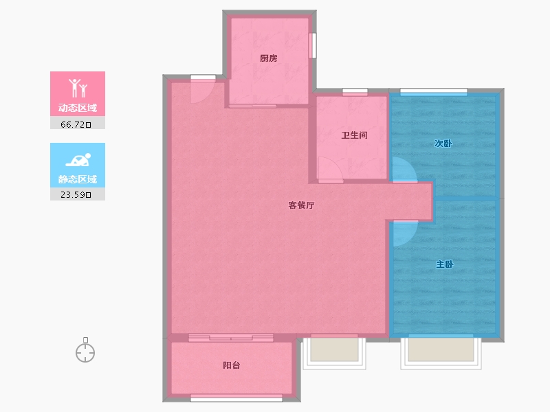 陕西省-西安市-鸿锦城天逸-82.40-户型库-动静分区