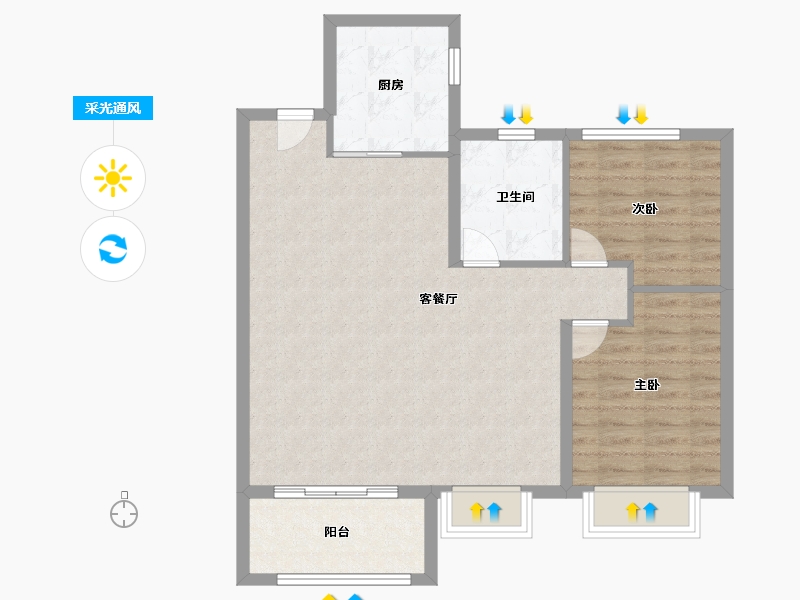 陕西省-西安市-鸿锦城天逸-82.40-户型库-采光通风