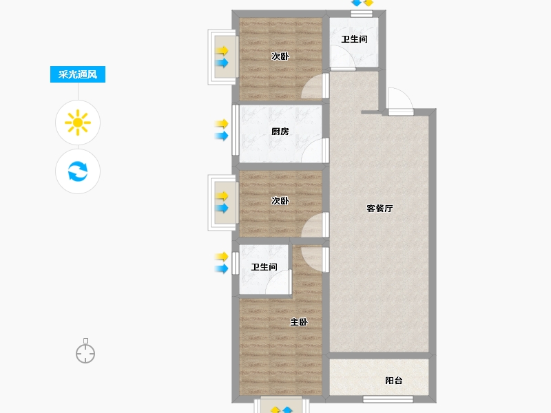 山西省-太原市-旭日梧桐苑-79.27-户型库-采光通风