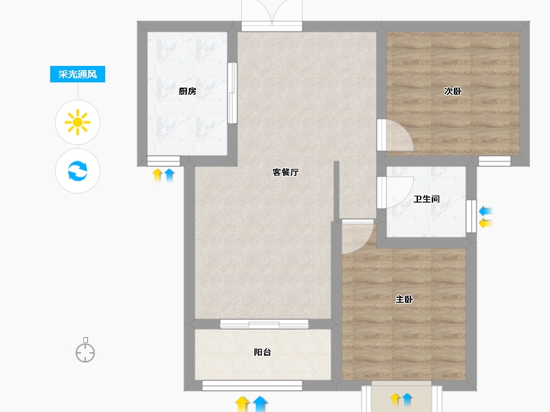 陕西省-西安市-九璟台-61.00-户型库-采光通风