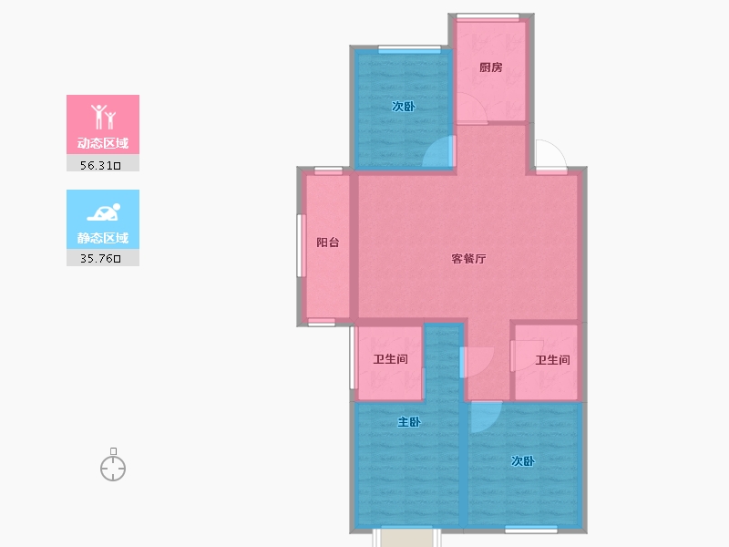 山西省-太原市-旭日梧桐苑-81.70-户型库-动静分区