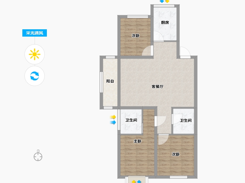 山西省-太原市-旭日梧桐苑-81.70-户型库-采光通风