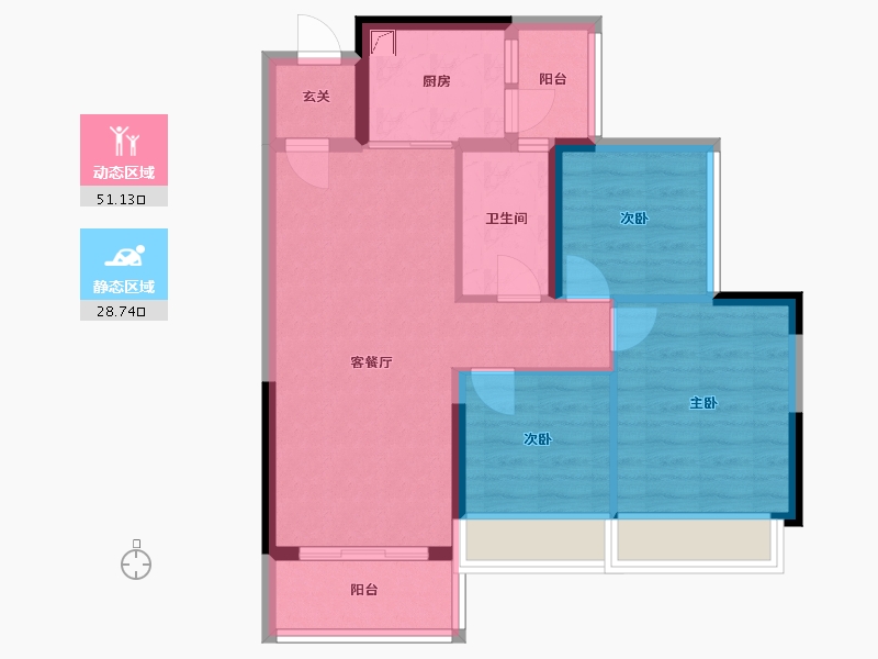 广东省-清远市-恒福水岸-70.84-户型库-动静分区