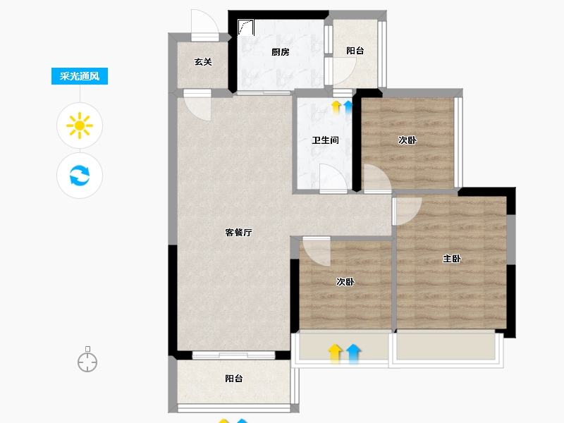 广东省-清远市-恒福水岸-70.84-户型库-采光通风