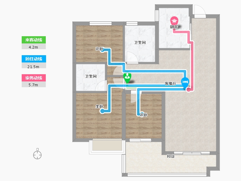 陕西省-西安市-水半湾空中花园-90.17-户型库-动静线