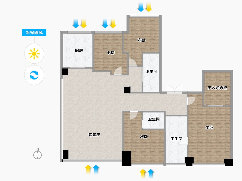 陕西省-西安市-金泰唐618-178.81-户型库-采光通风