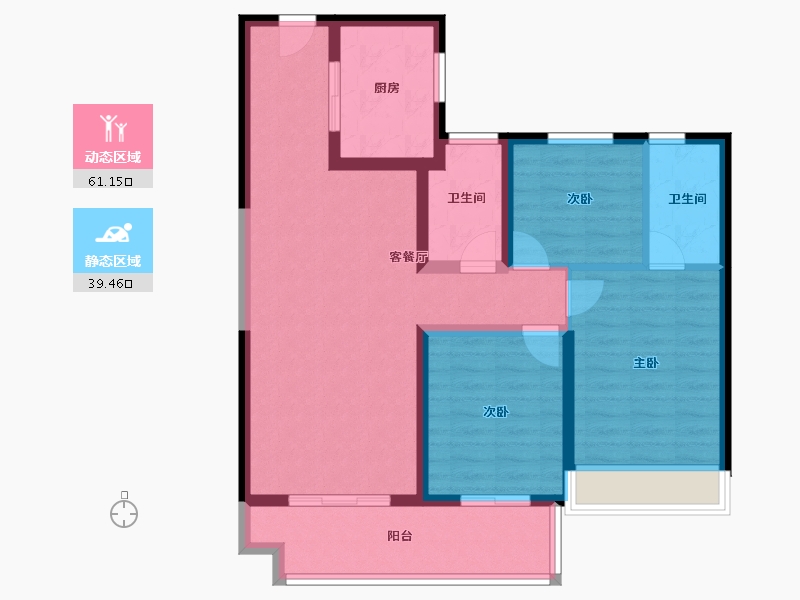 陕西省-西安市-上河雲璟-89.61-户型库-动静分区