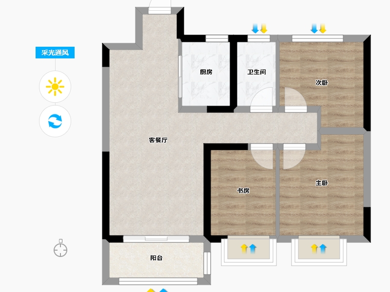 山西省-忻州市-山煤文曲苑-74.00-户型库-采光通风