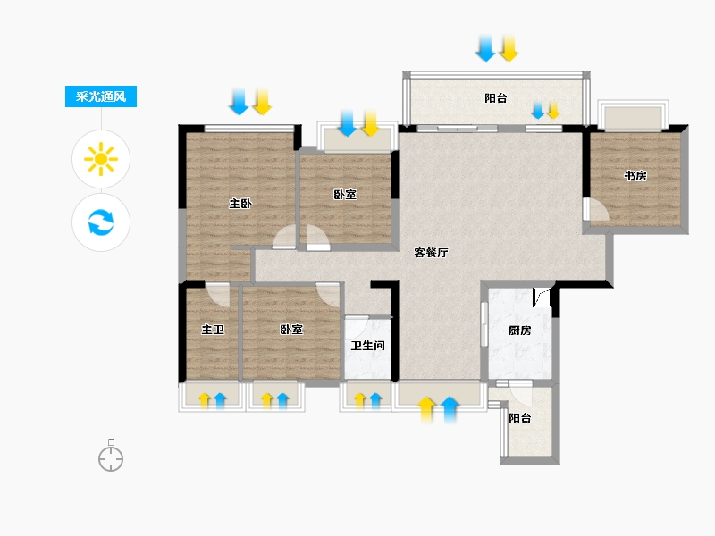 四川省-成都市-天府公园观澜9号-122.67-户型库-采光通风