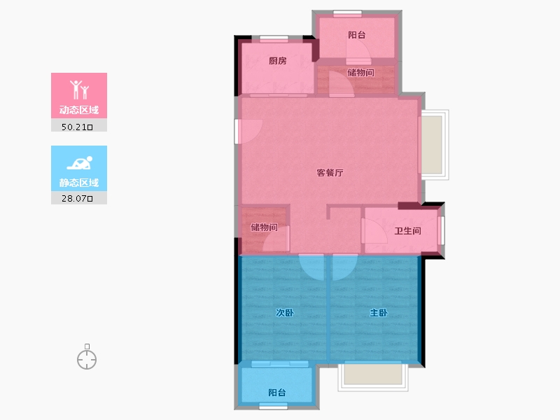 浙江省-宁波市-荣安林语秋月-70.65-户型库-动静分区