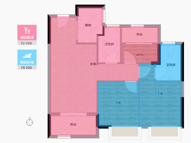 浙江省-宁波市-荣安林语秋月-72.99-户型库-动静分区