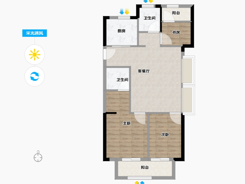 浙江省-宁波市-荣安艺尚湾-78.23-户型库-采光通风