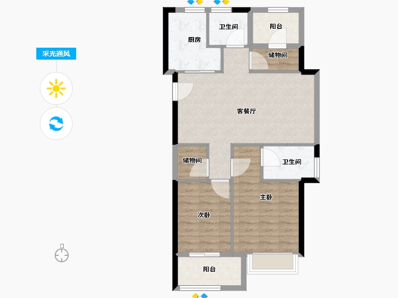 浙江省-宁波市-荣安林语秋月-76.27-户型库-采光通风