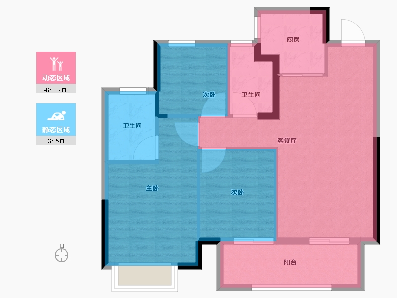 浙江省-宁波市-荣安艺尚湾-78.25-户型库-动静分区