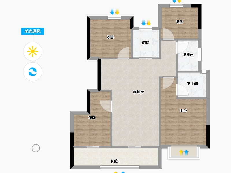 浙江省-宁波市-荣安林语秋月-91.24-户型库-采光通风