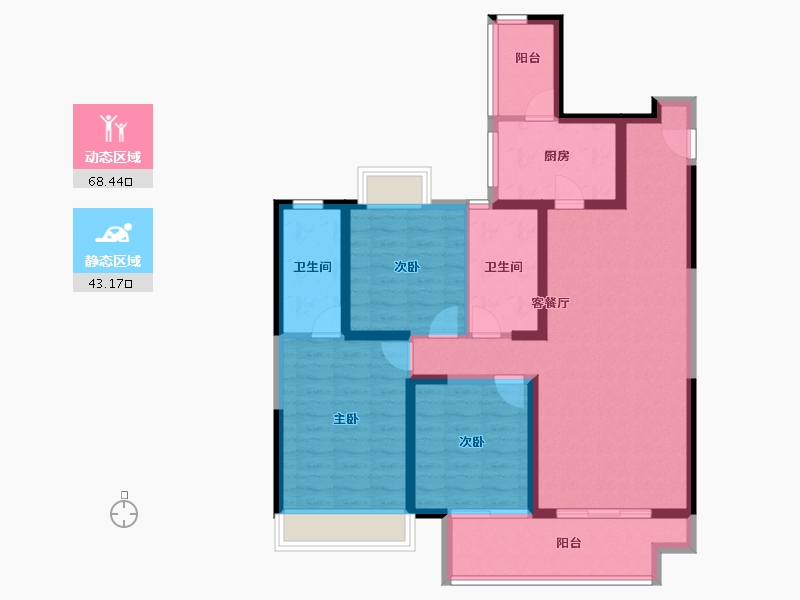 陕西省-西安市-上河雲璟-99.20-户型库-动静分区