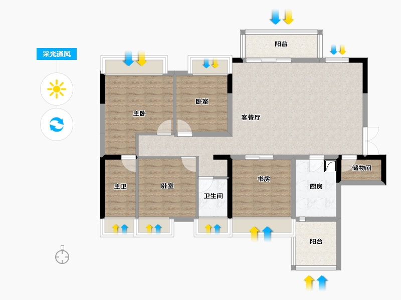 四川省-成都市-天府公园观澜9号-111.60-户型库-采光通风