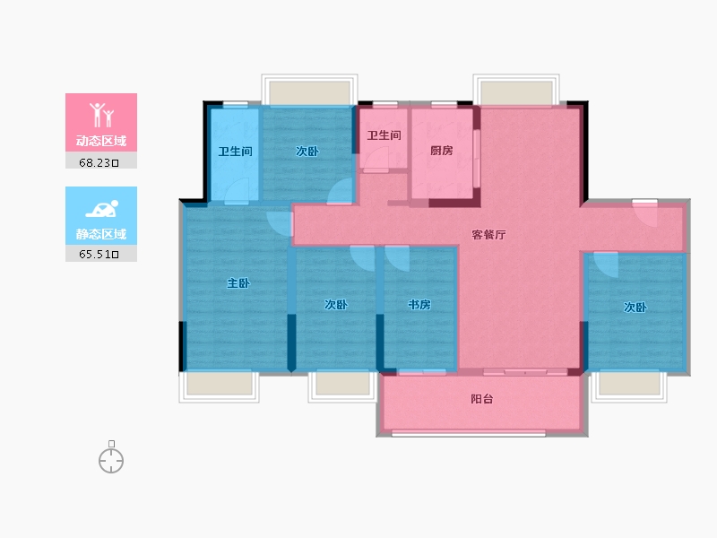 河南省-南阳市-军隆广场二期-120.57-户型库-动静分区