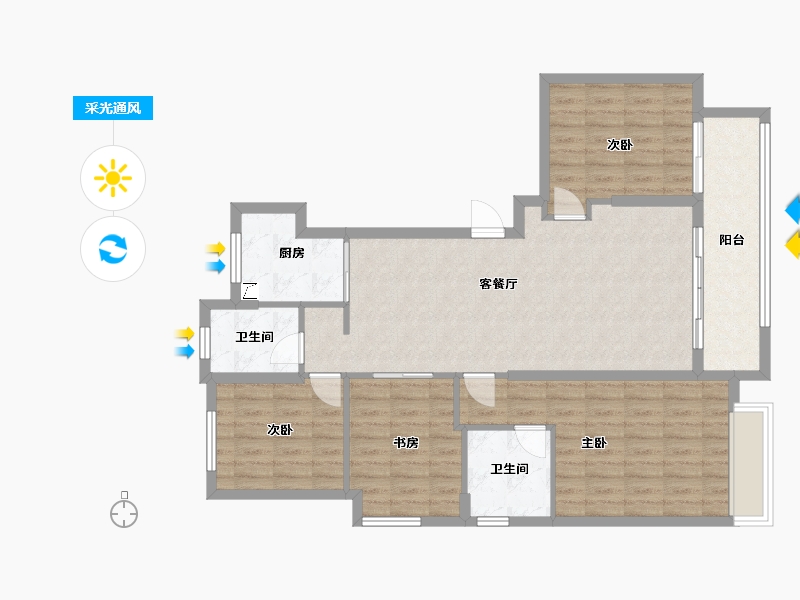 福建省-福州市-望海潮小区-102.00-户型库-采光通风