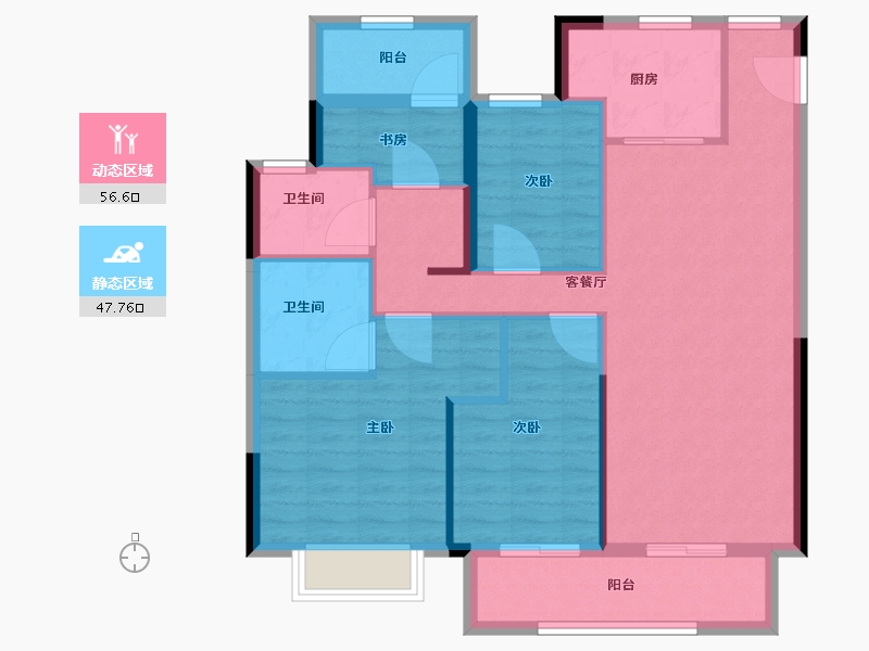 浙江省-宁波市-荣安艺尚湾-93.90-户型库-动静分区