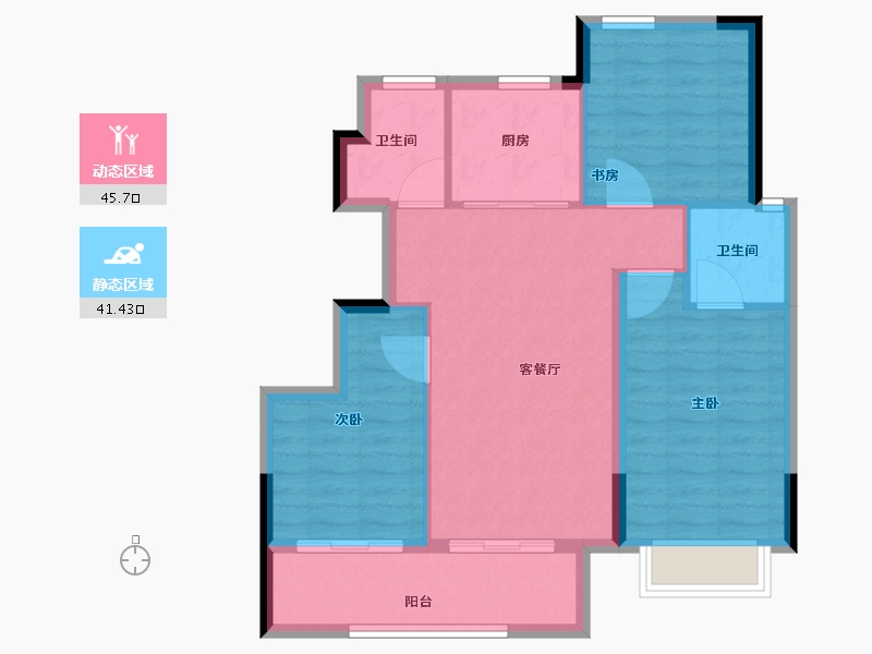 浙江省-宁波市-荣安林语秋月-78.57-户型库-动静分区