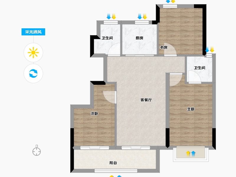 浙江省-宁波市-荣安林语秋月-78.57-户型库-采光通风