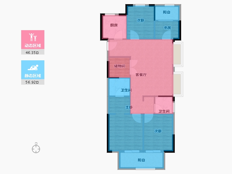 浙江省-宁波市-荣安艺尚湾-93.91-户型库-动静分区