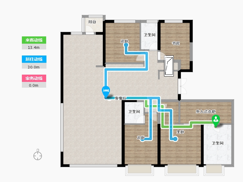 陕西省-西安市-大明宫金茂府-167.20-户型库-动静线