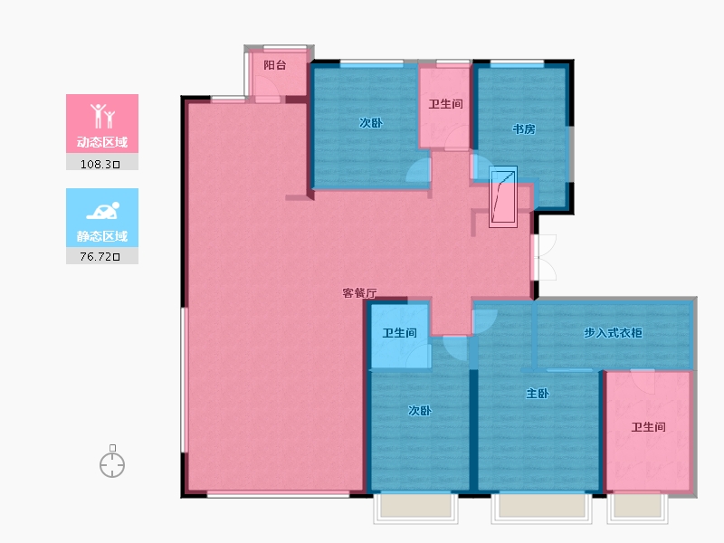 陕西省-西安市-大明宫金茂府-167.20-户型库-动静分区