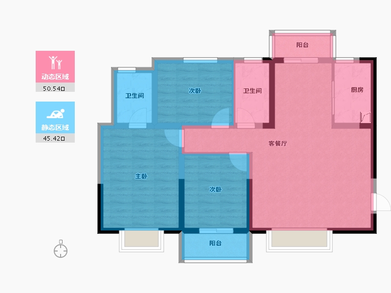 陕西省-西安市-隆源国际城C区-85.08-户型库-动静分区