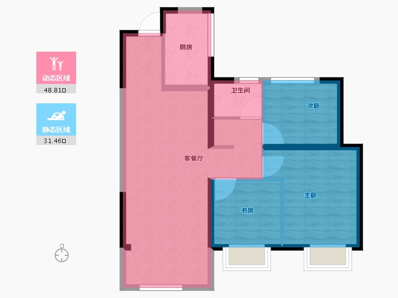 天津-天津市-天津新鸥鹏教育城-71.64-户型库-动静分区