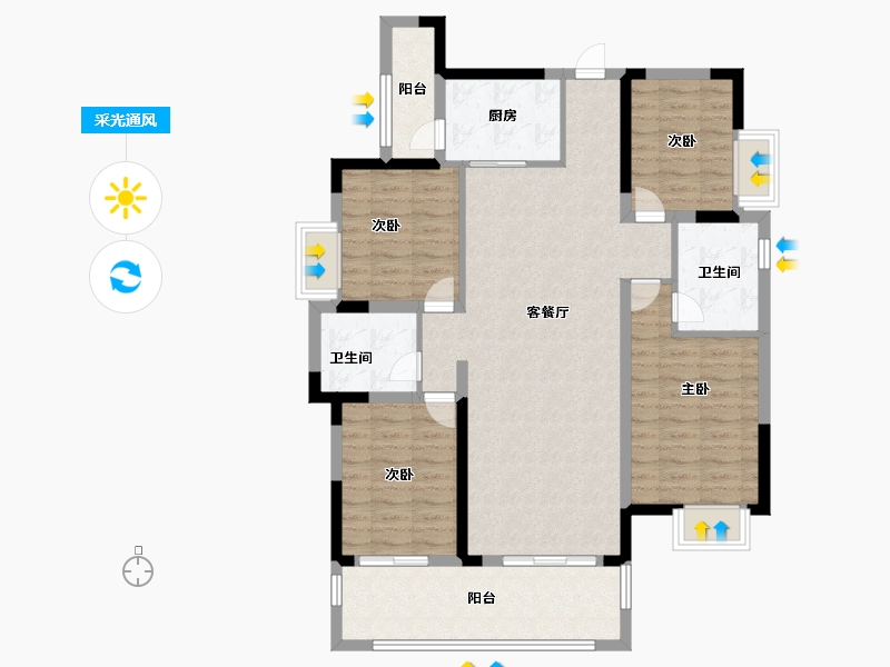 四川省-成都市-成都后花园四期梓桐名苑-110.00-户型库-采光通风