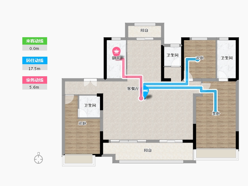 陕西省-西安市-上河雲璟-136.00-户型库-动静线