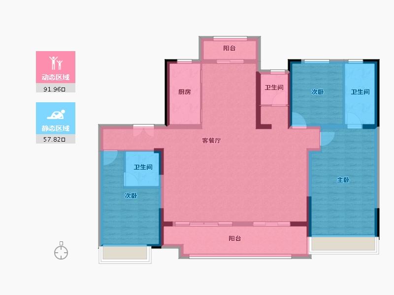 陕西省-西安市-上河雲璟-136.00-户型库-动静分区