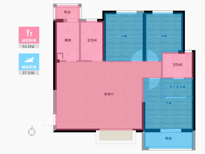 陕西省-西安市-隆源国际城C区-77.57-户型库-动静分区