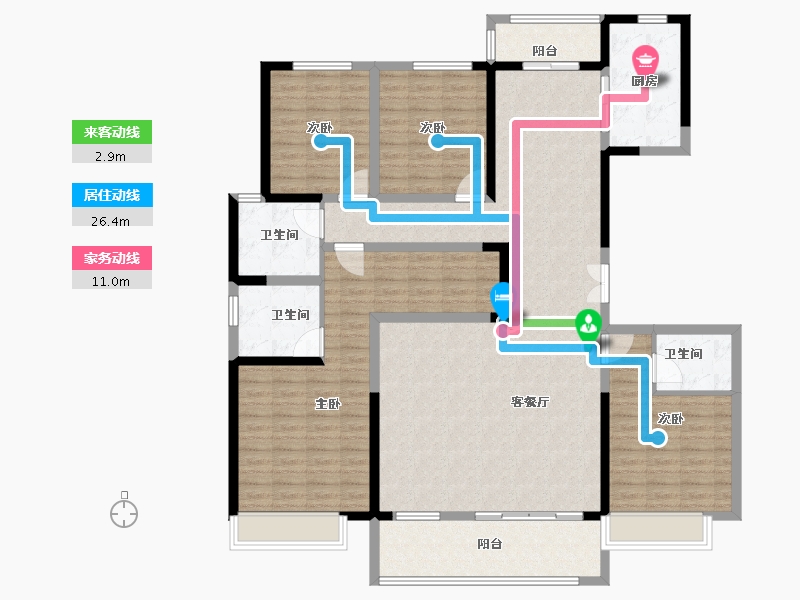 陕西省-西安市-上河雲璟-157.60-户型库-动静线