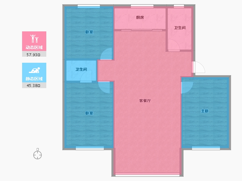 甘肃省-酒泉市-紫阳苑住宅小区-95.52-户型库-动静分区