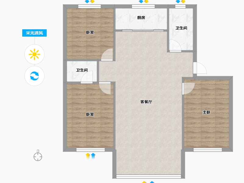 甘肃省-酒泉市-紫阳苑住宅小区-95.52-户型库-采光通风